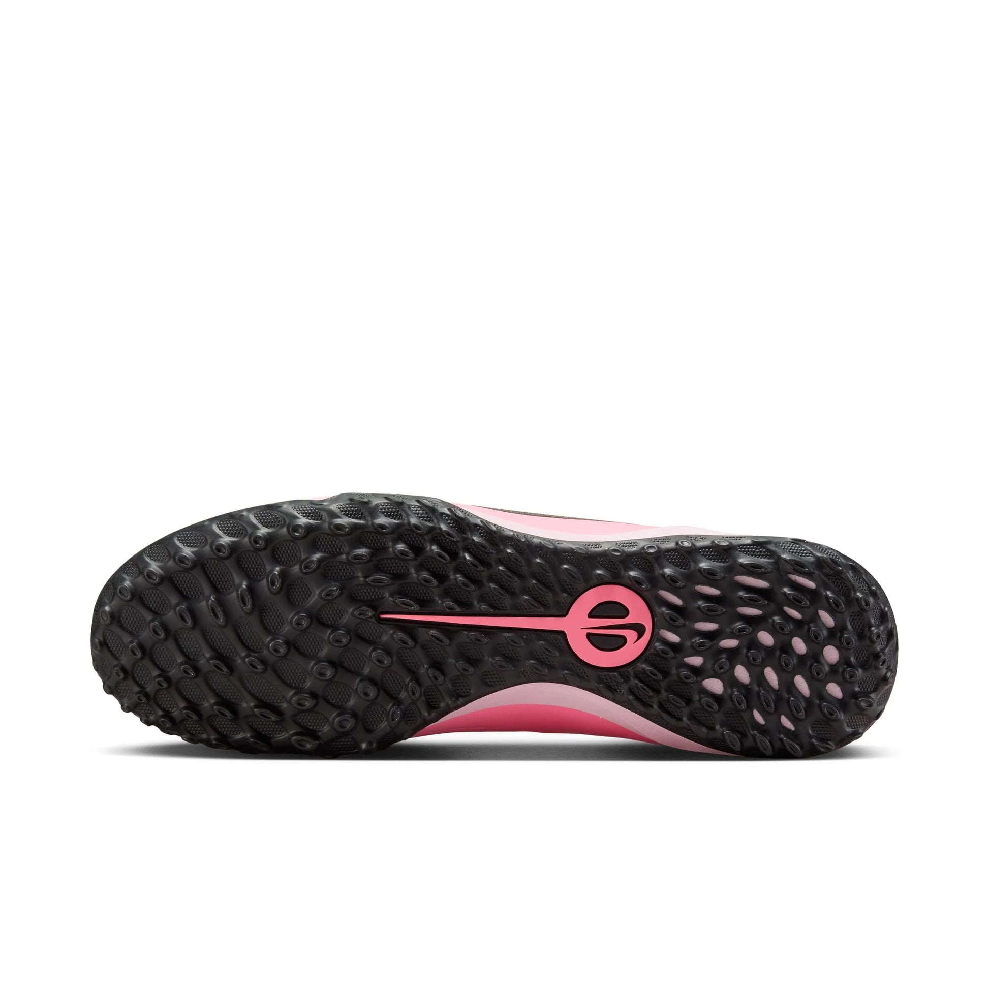 Black and pink athletic shoe sole on a white background