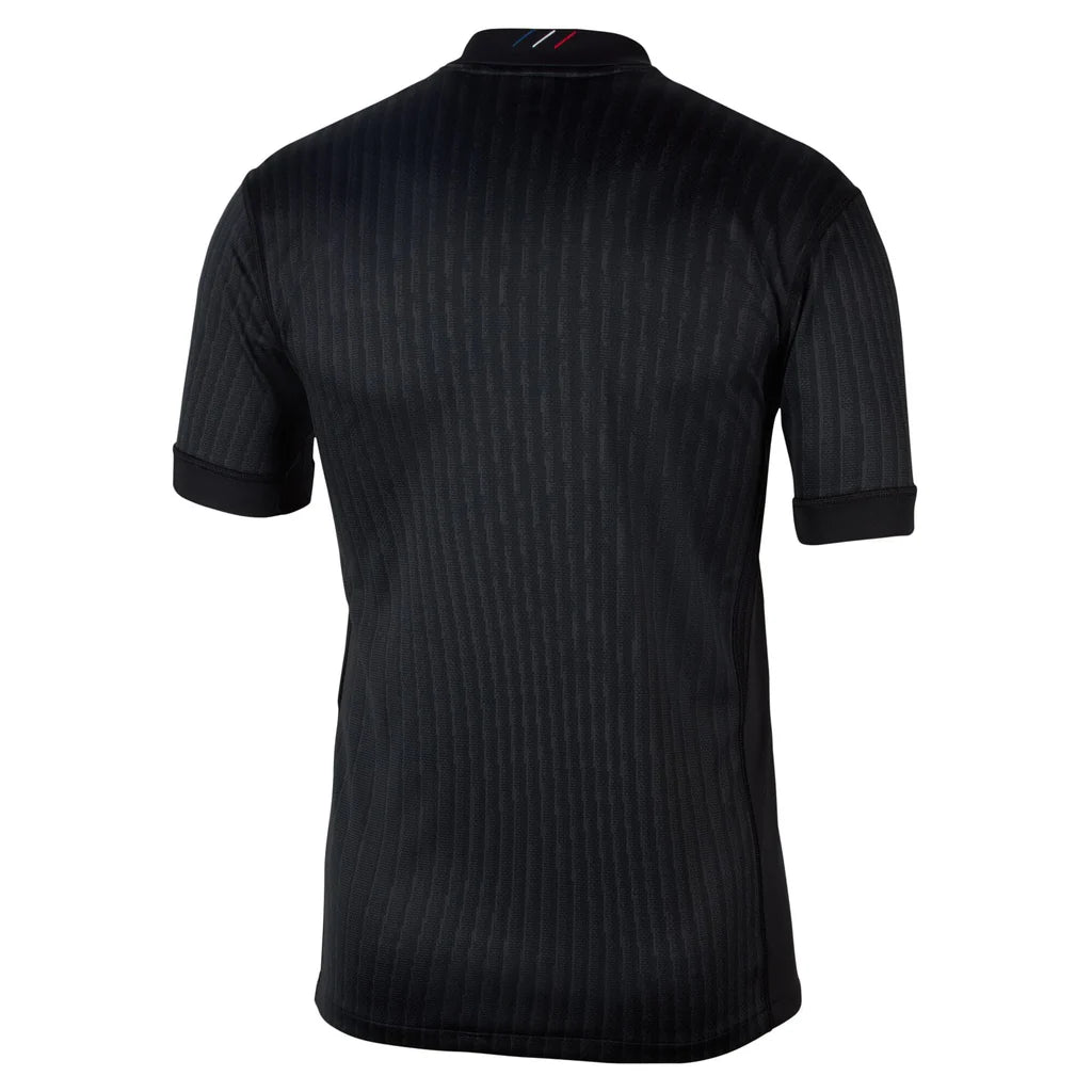 Black pinstripe shirt on a white background