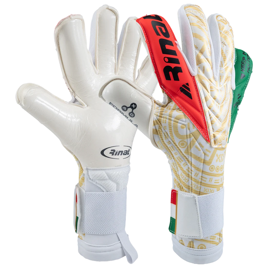 Rinat tricolor goalie glove front and back