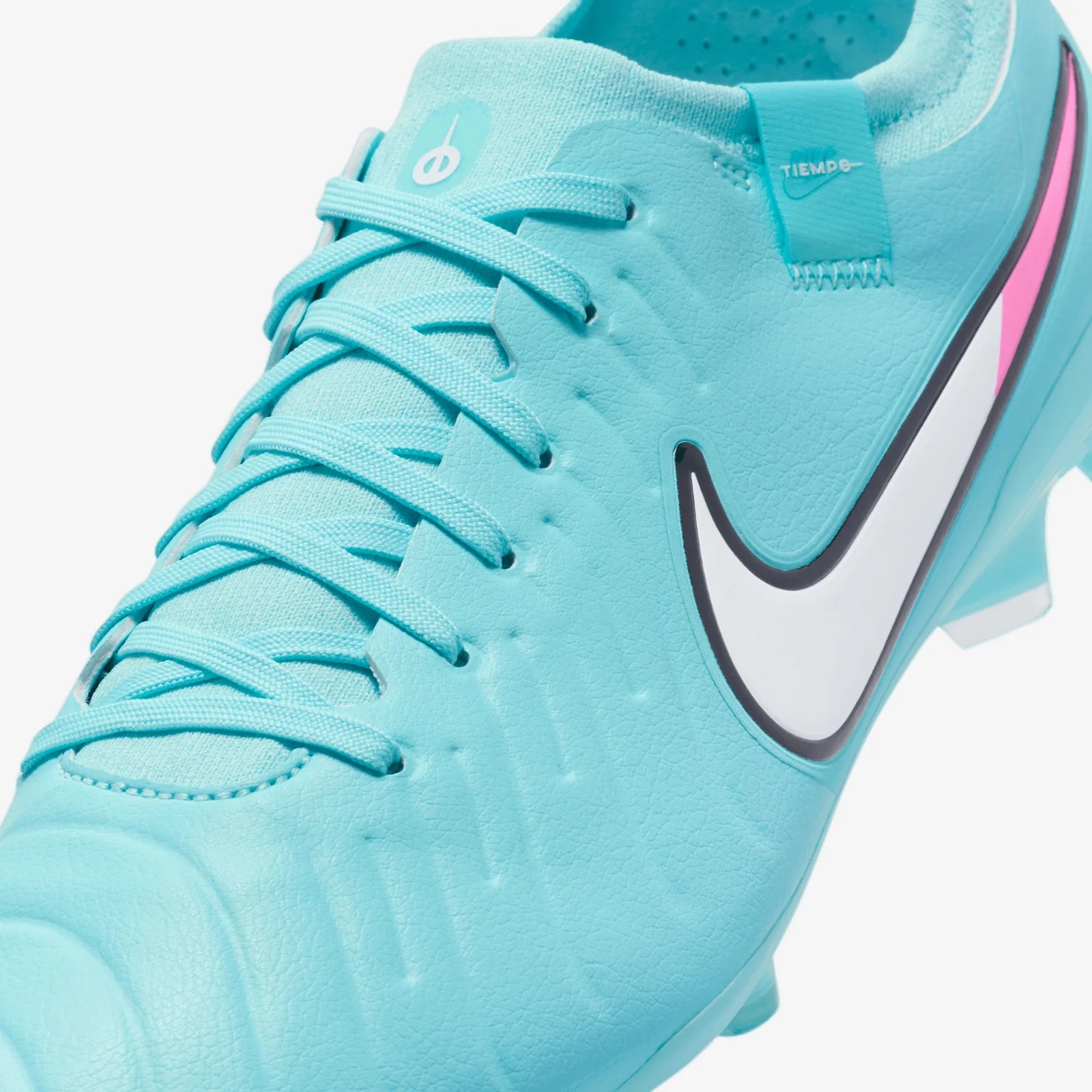 Light blue soccer shoe with Nike logo on a white background
