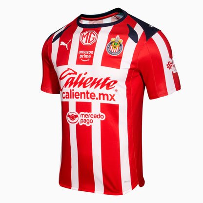 Chivas 25/26 Home Fan Jersey collar and shoulder stripe detail