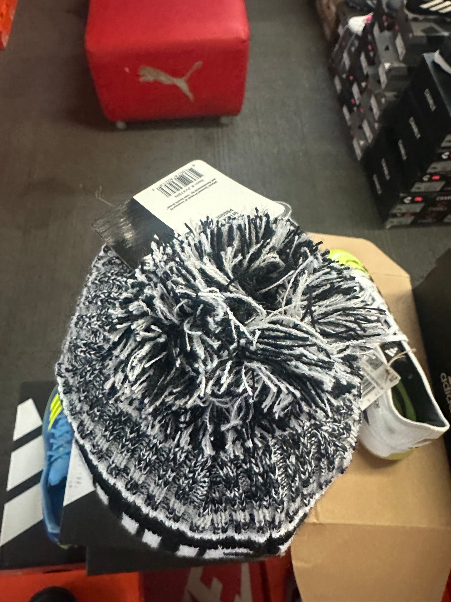 Black and white textured pom pom