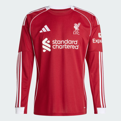 Red sports jersey with Adidas and Liverpool FC logos on a white background