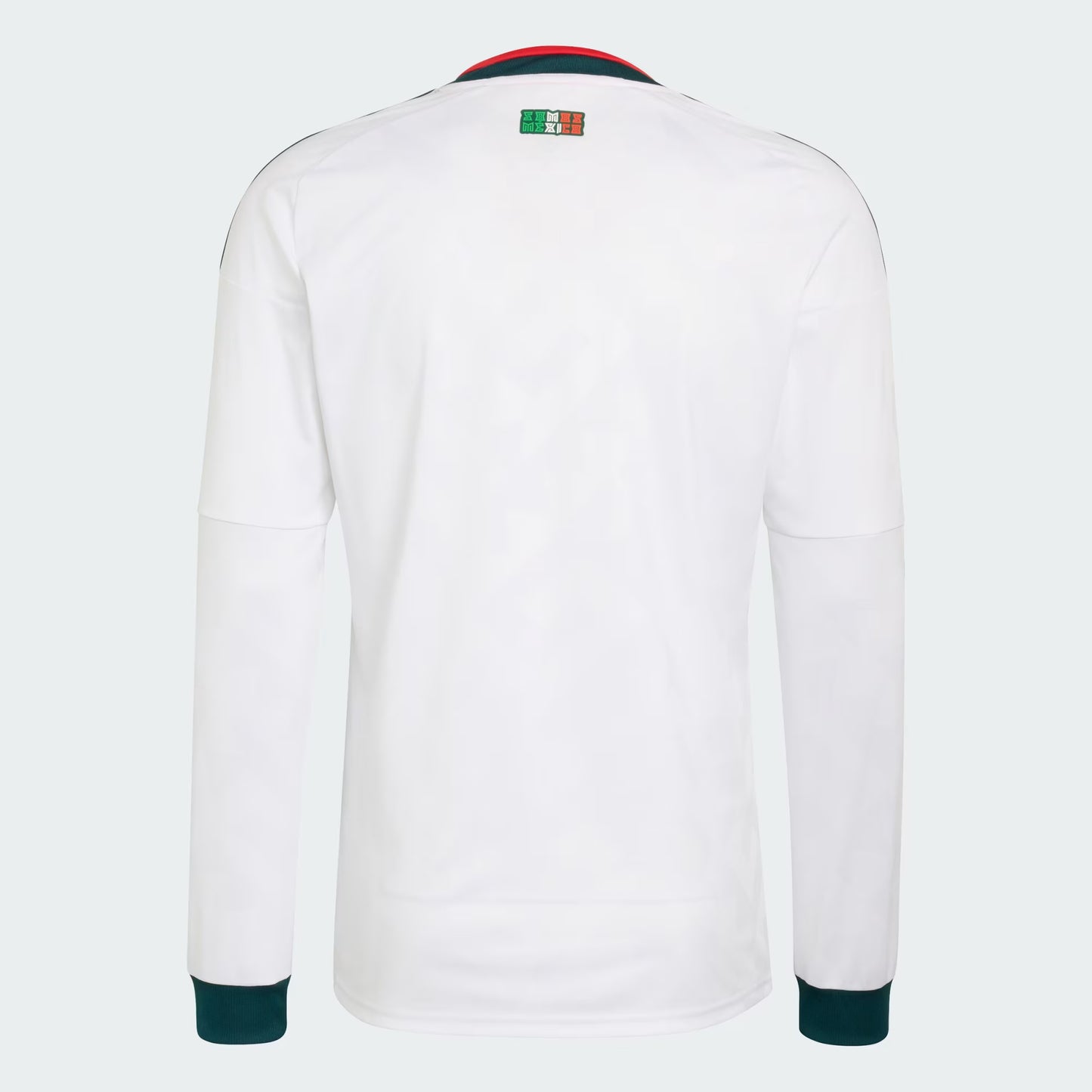 White long-sleeve shirt with a small logo on the chest against a white background