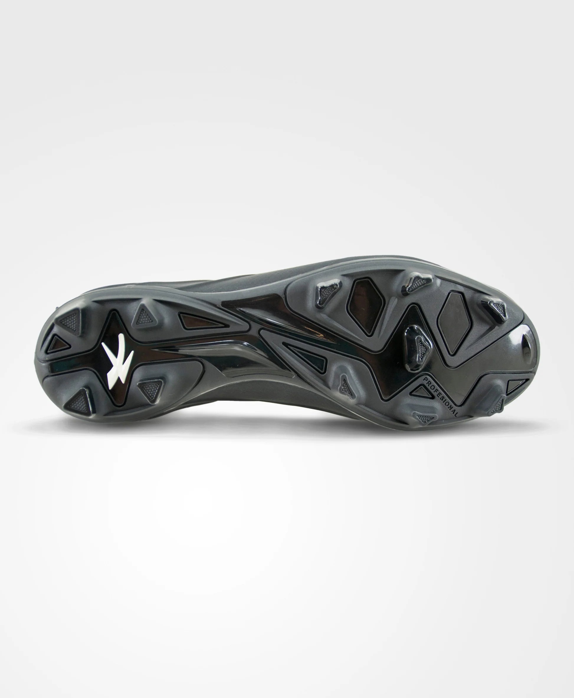 Black athletic shoe sole on a light gray background