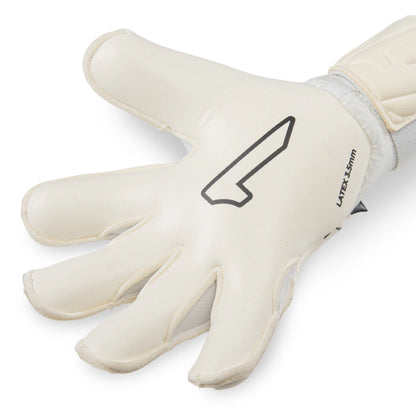An off-white goalkeeper glove with a black outline logo on the back of the hand and 'LAYER 3-5mm' text on the wrist, shown against a plain white background.